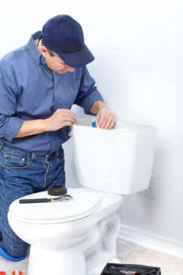 Jim is fixing a broken toilet in Montebello California